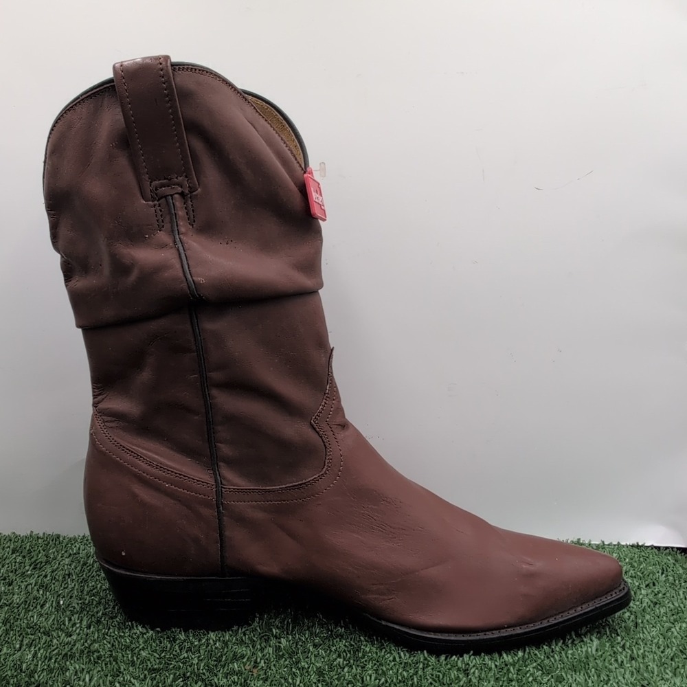 VTG Mezcalero Slouch Style Brown Boots Men's 9.5 - 27 1/2 EE Leather Mexican New - Picture 5 of 14